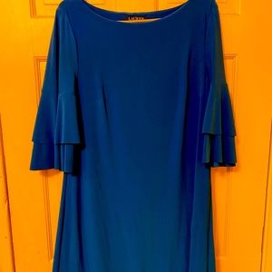 Lauren by Ralph Lauren Blue flutter sleeve dress